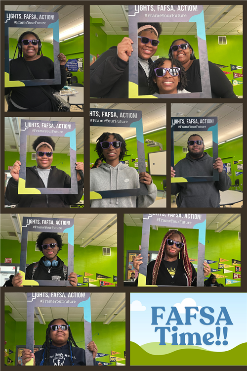 Students holding the FAFSA frame